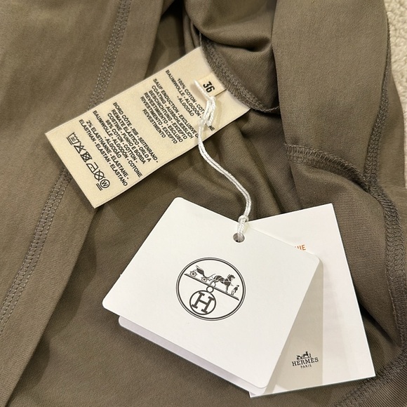 BRAND NEW HERMES Mors straight t-shirt gris etoupe Sz 36 - Picture 5 of 8